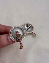 Two tone studs with peacock motif-Earrings-CI-House of Taamara