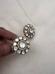 Uncut & zircon round studds-Earrings-PL-House of Taamara