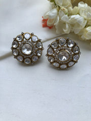 Uncut & zircon round studds-Earrings-PL-House of Taamara