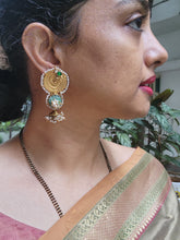 Vintage style eaarings with green kundan-Earrings-PL-House of Taamara