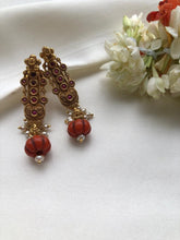 Vintage style earrings with coral-Earrings-PL-House of Taamara