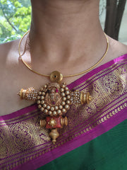Vintage style pendant with pearls bunch & Hasli-Silver Neckpiece-PL-House of Taamara