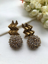 W with pearl bunch earrings-Earrings-PL-House of Taamara