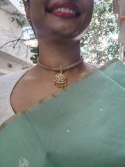 Zircon adigai necklace-Silver Neckpiece-PL-House of Taamara