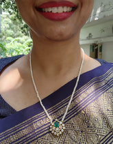 Moissanite pendant with pearls mala