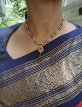 Antique style pearls mala with coral