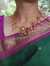 Antique polish necklace with coral and pearls bunch