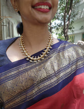 Moissanite kundan necklace with pearls bunch