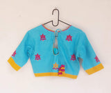 Cotton hand embroidered blouse (Blue colour)-Blouse-House of Taamara-House of Taamara
