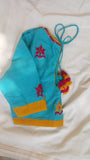 Cotton hand embroidered blouse (Blue colour)-Blouse-House of Taamara-House of Taamara