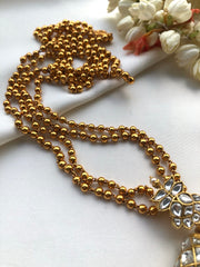 2 line detachable Tai Tai kundan pendant with Gold polish mohan mala-Silver Neckpiece-PL-House of Taamara
