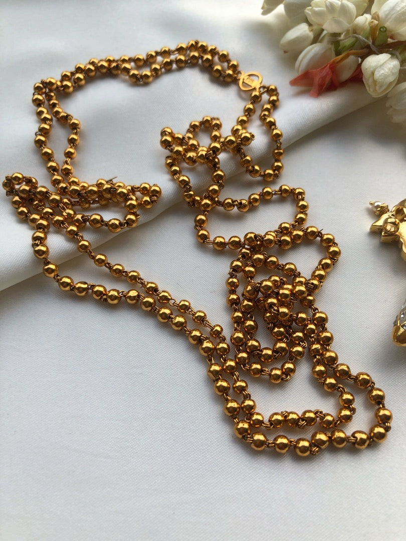 2 line detachable Tai Tai kundan pendant with Gold polish mohan mala-Silver Neckpiece-PL-House of Taamara
