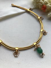 2 line gold polish necklace with pearls bunch-Silver Neckpiece-pl-House of Taamara