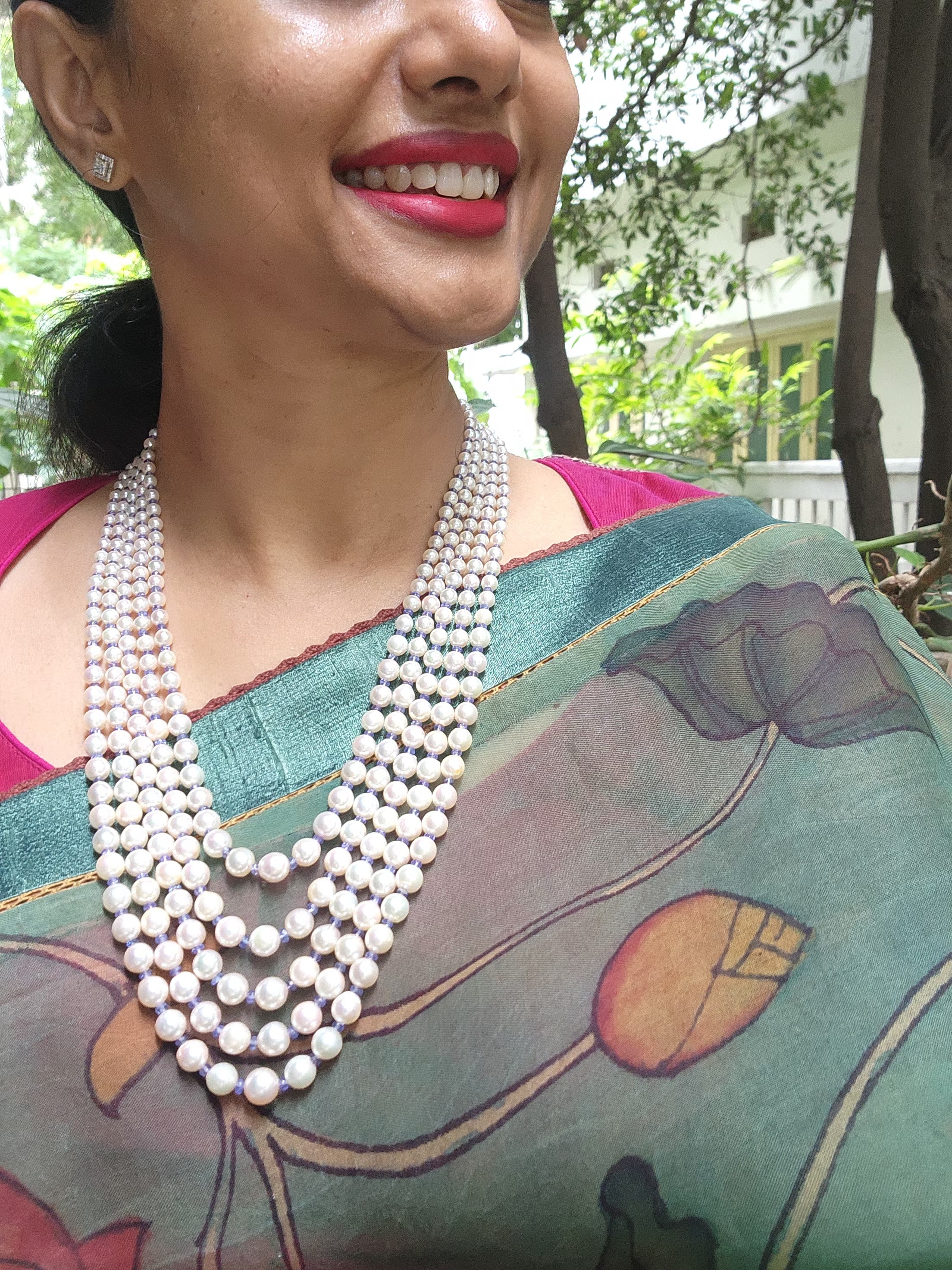 Five Line South Sea Pearls with Tanzanites