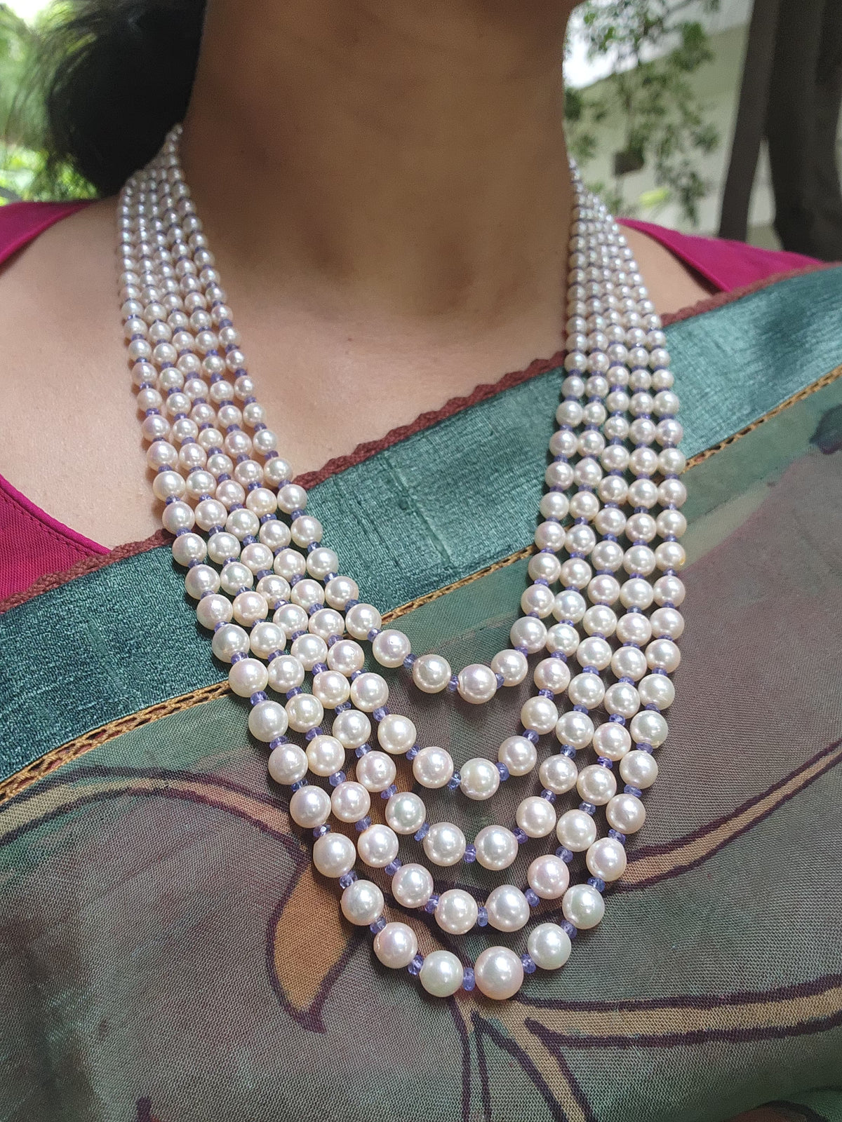 Five Line South Sea Pearls with Tanzanites