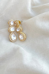 3 stone Moissanite earring surrounded by small cz-Silver earrings-EZ-House of Taamara