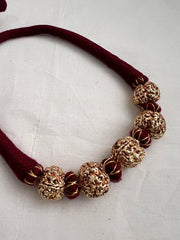 5 rudraksha antique style beads threaded necklace-Silver Neckpiece-CI-House of Taamara