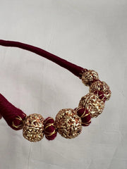 5 rudraksha antique style beads threaded necklace-Silver Neckpiece-CI-House of Taamara