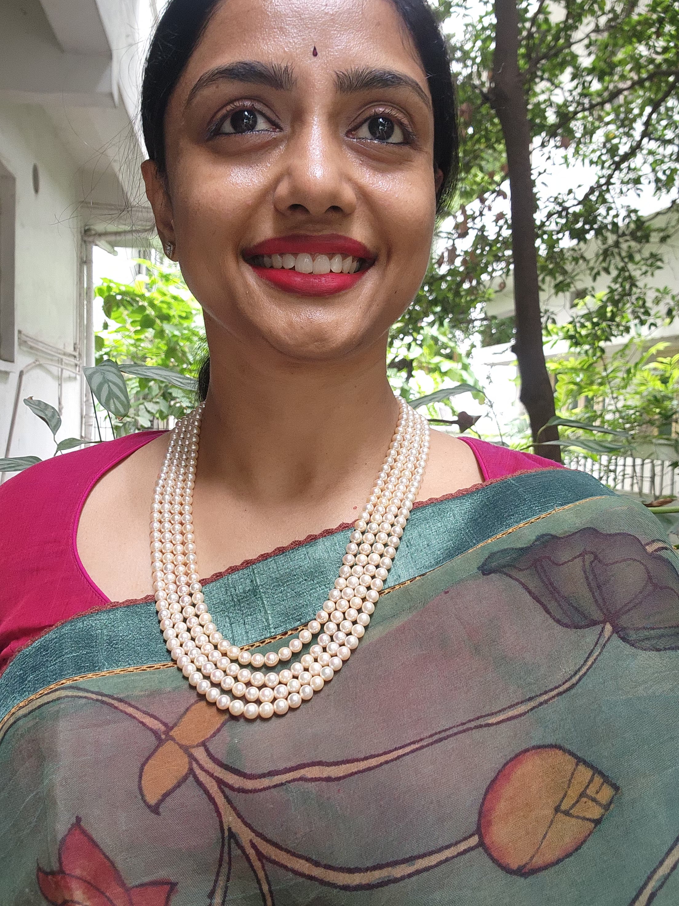 Akoya four line Pearls-Silver Neckpiece-House of Taamara-House of Taamara