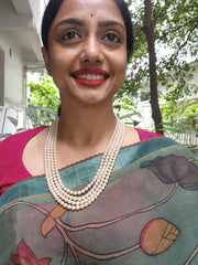 Akoya four line Pearls-Silver Neckpiece-House of Taamara-House of Taamara