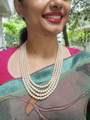 Akoya four line Pearls-Silver Neckpiece-House of Taamara-House of Taamara