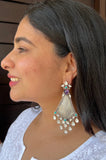 Amethyst and turquoise statement earring-Silver earrings-EZ-House of Taamara