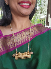 Antique Comb style pendant with pearls chain-Silver Neckpiece-PL-House of Taamara