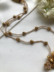 Antique Comb style pendant with pearls chain-Silver Neckpiece-PL-House of Taamara