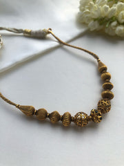 Antique Gold polish chain with antique style beads & green spinel-Silver Neckpiece-PL-House of Taamara