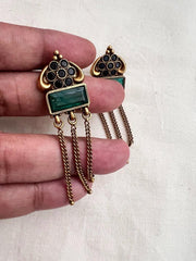 Antique Gold polish emerald hangings-Earrings-CI-House of Taamara