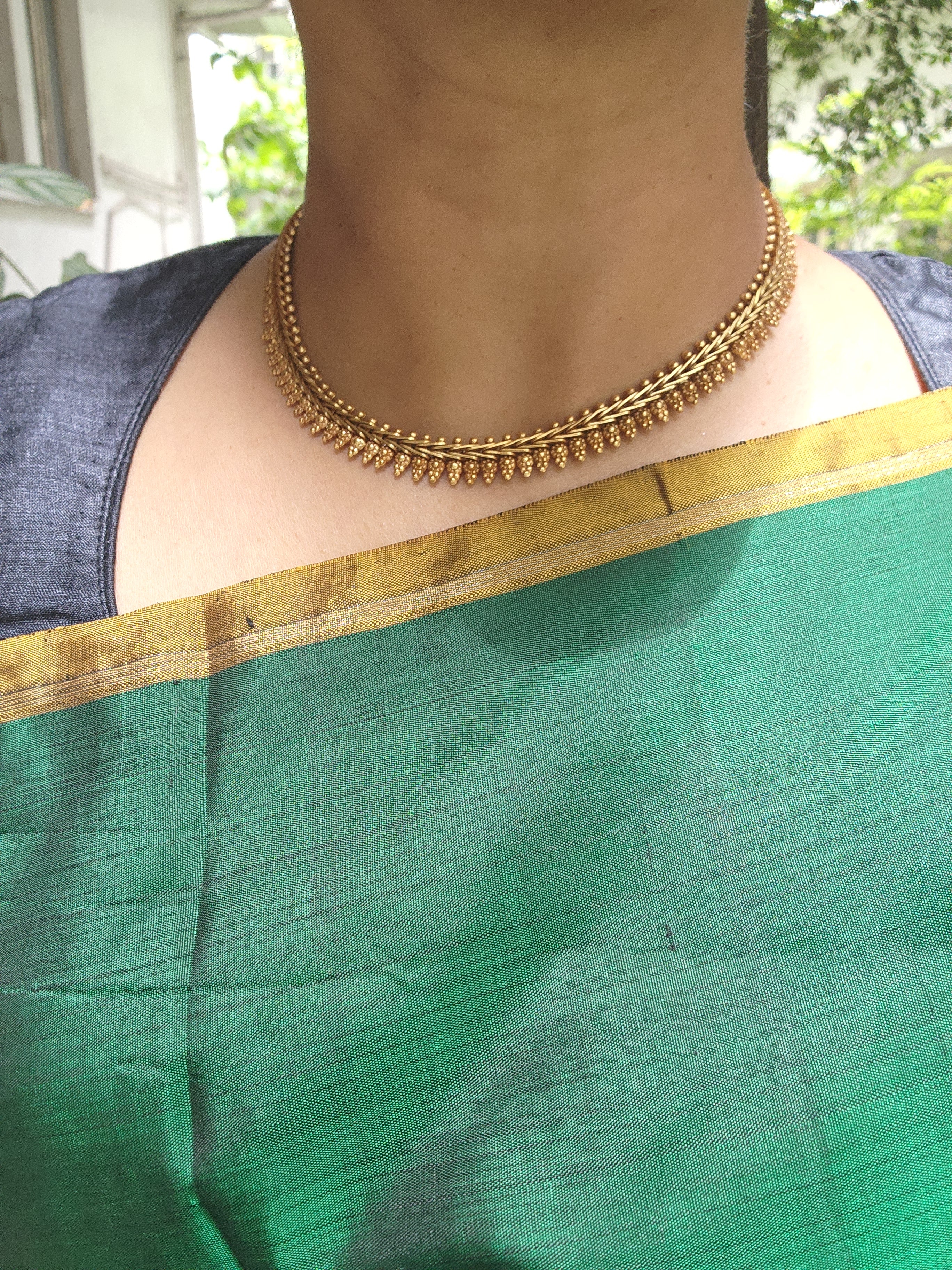 Antique Gold polish necklace-Silver Neckpiece-CI-House of Taamara