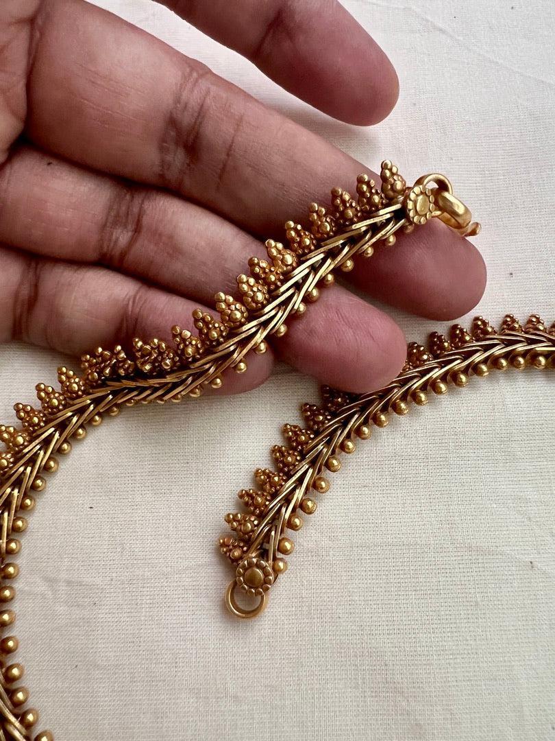 Antique Gold polish necklace-Silver Neckpiece-CI-House of Taamara