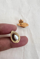 Antique Gold polish pearl studs-Earrings-CI-House of Taamara