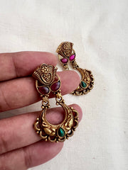 Antique Gold polish ruby and emerald hangings-Earrings-CI-House of Taamara