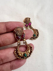 Antique Gold polish ruby and emerald hangings-Earrings-CI-House of Taamara