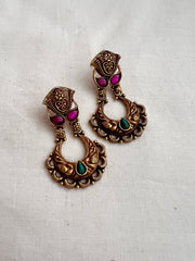 Antique Gold polish ruby and emerald hangings-Earrings-CI-House of Taamara