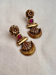 Antique Gold polish ruby hangings-Earrings-CI-House of Taamara