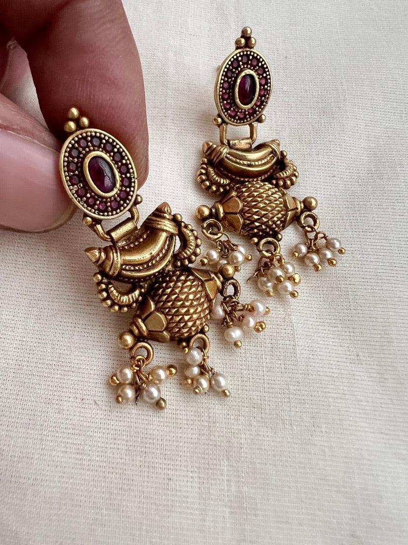 Antique Gold polish ruby hangings-Earrings-CI-House of Taamara
