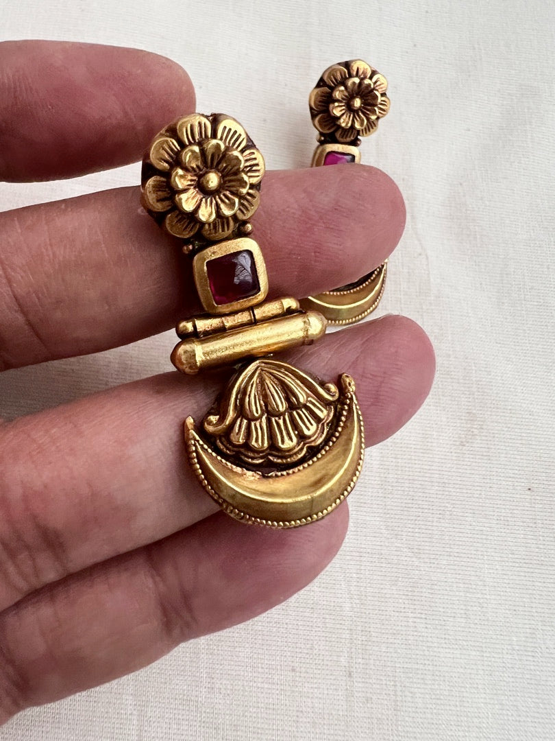 Antique Gold polish ruby hangings-Earrings-CI-House of Taamara