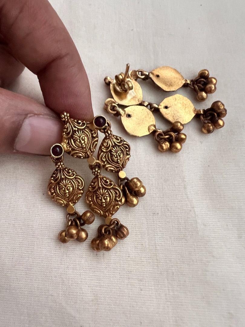 Antique Gold polish ruby hangings-Earrings-CI-House of Taamara