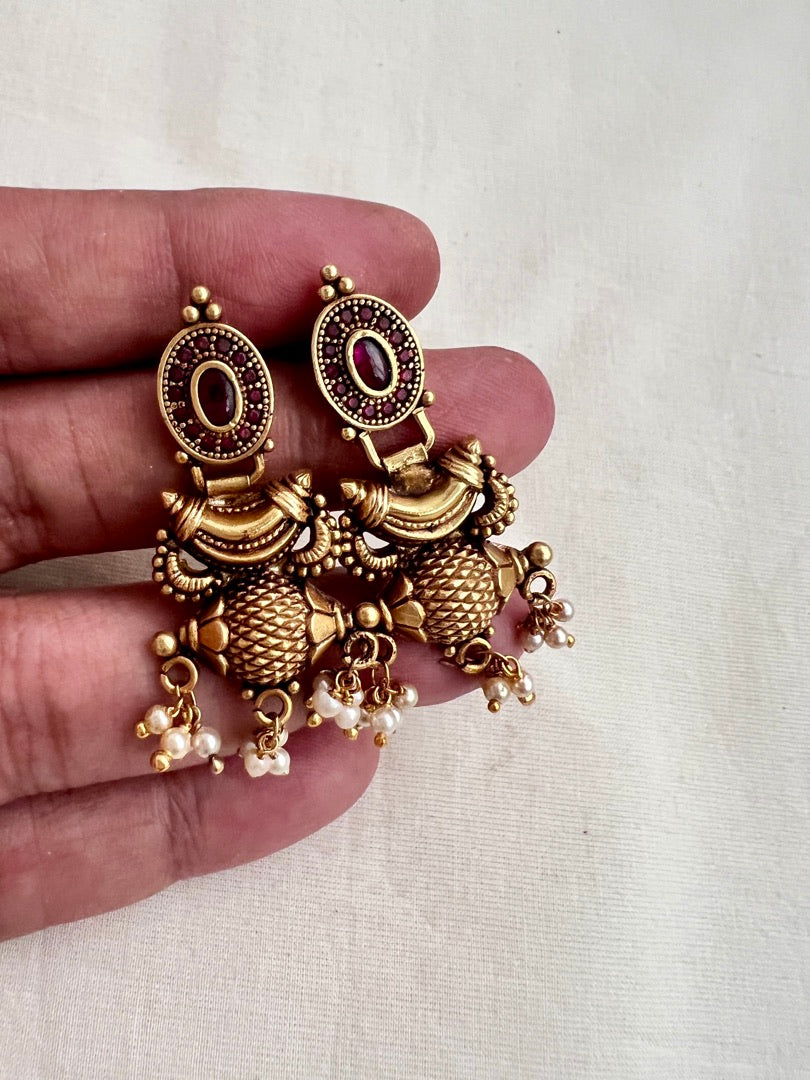 Antique Gold polish ruby hangings-Earrings-CI-House of Taamara