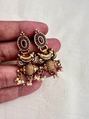 Antique Gold polish ruby hangings-Earrings-CI-House of Taamara