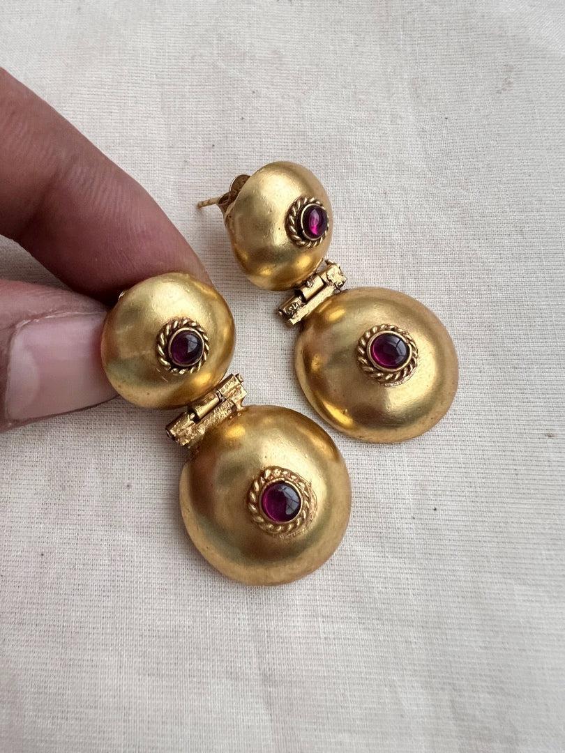 Antique Gold polish ruby hangings-Earrings-CI-House of Taamara
