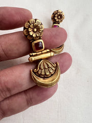 Antique Gold polish ruby hangings-Earrings-CI-House of Taamara