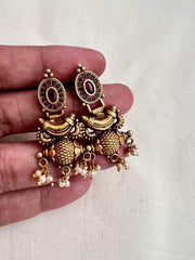 Antique Gold polish ruby hangings-Earrings-CI-House of Taamara