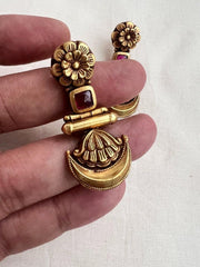 Antique Gold polish ruby hangings-Earrings-CI-House of Taamara