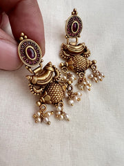 Antique Gold polish ruby hangings-Earrings-CI-House of Taamara