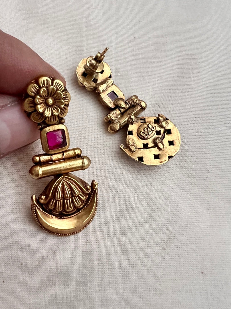 Antique Gold polish ruby hangings-Earrings-CI-House of Taamara