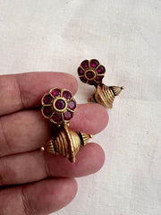 Antique Gold polish ruby studs-Earrings-CI-House of Taamara