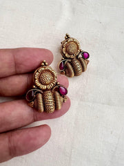 Antique Gold polish ruby studs-Earrings-CI-House of Taamara